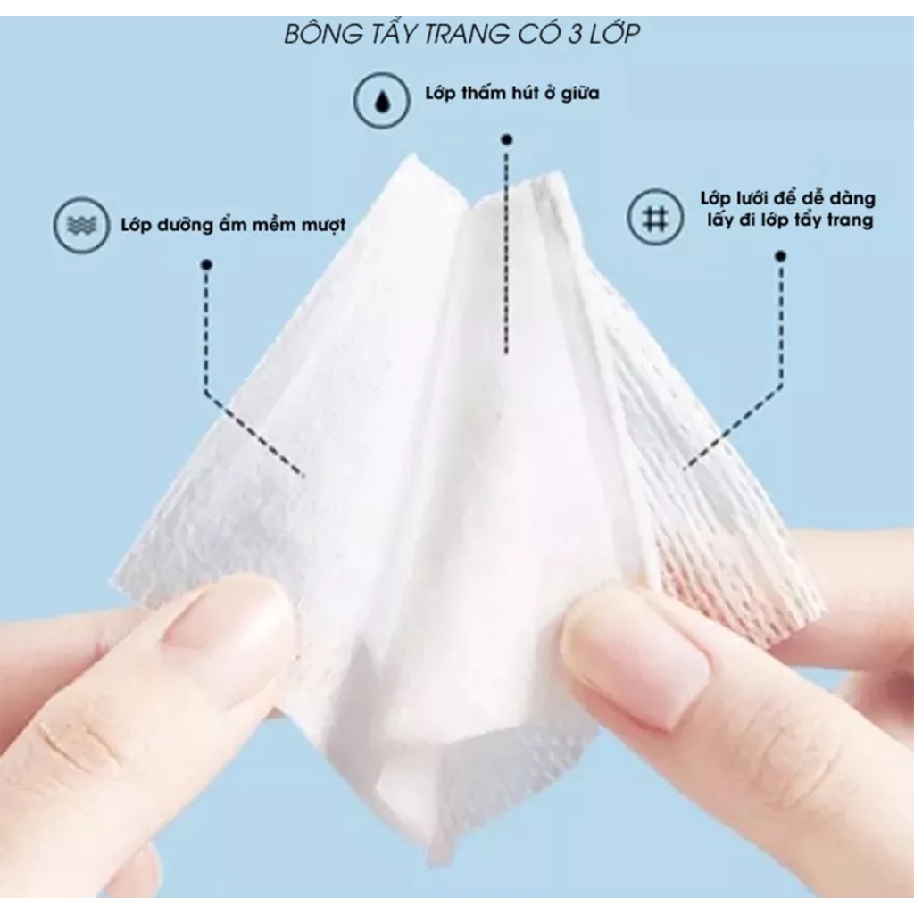 Bông tẩy trang con Mèo 222 miếng Cotton Pads & Miniso 180 miếng không bị xù lông