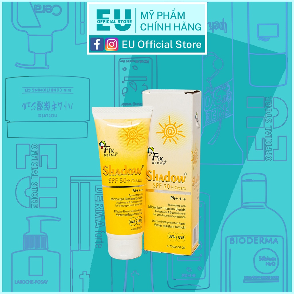 [MẪU MỚI] Kem Chống Nắng Phổ Rộng Fixderma Shadow Mỏng Nhẹ Không Gây Bí Da SPF50 Cream SPF 30 Gel Nhập Khẩu Chính Hãng