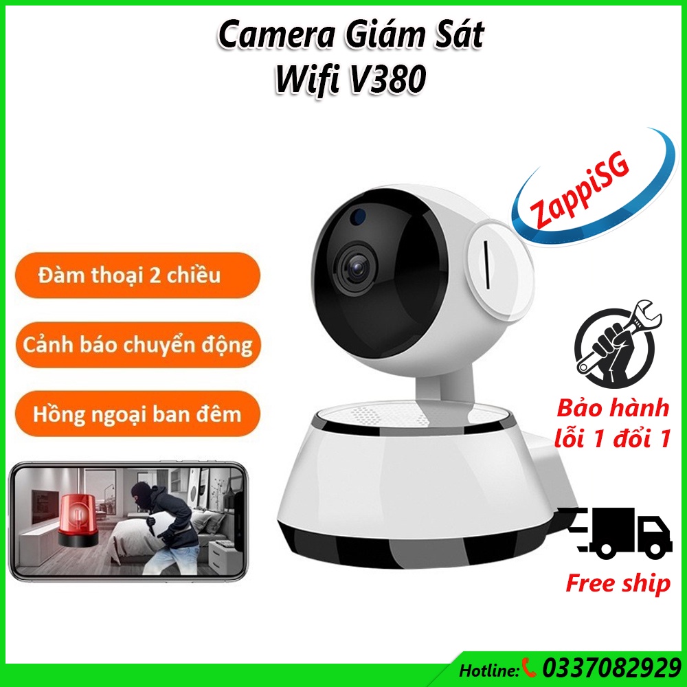 Camera IP Wifi Trong Nhà Xoay 360 độ V380 Đàm Thoại 2 Chiều,dễ lắp đặt,dễ sử dụng, hình ảnh rõ nét bảo hành uy tín