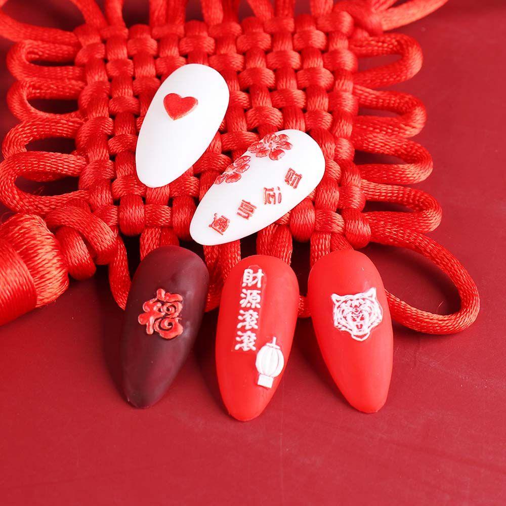 OCEANMAP Miếng Dán Trang Trí Móng Tay Họa Tiết Năm Mới Dập Nổi