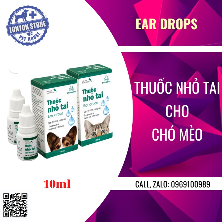 VEMEDIM Dung Dịch Nhỏ Tai, Viêm Lổ Tai, Hôi Tai Cho Chó Mèo Vemedim 10ml - Lonton Store