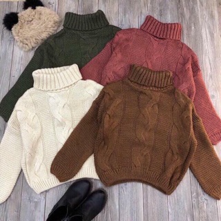 Áo len cổ lọ vặn thừng