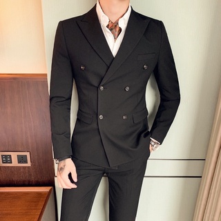 Bộ vest nam 6 khuy, áo 3 lớp có độn vai, quần âu áo vest form chuẩn cao cấp