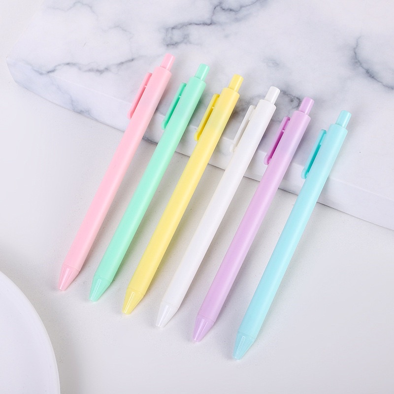 Bút bi bấm vỏ nhiều màu macaron tuỳ chọn xinh xắn dễ thương ngòi 0.5mm mực đen bút gel