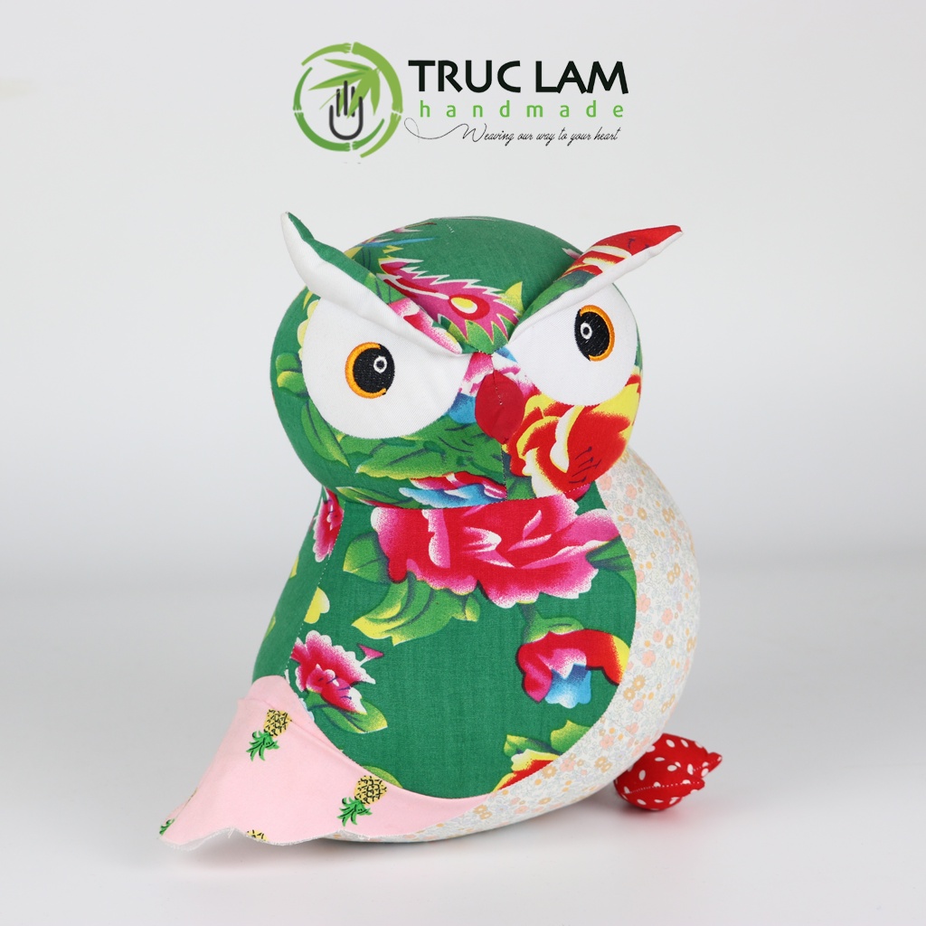 Đồ Chơi Cho Bé Thú Nhồi Bông Hình Cú Mèo Vải Hoa Bông Gòn Cao Cấp - Trúc Lâm Handmade