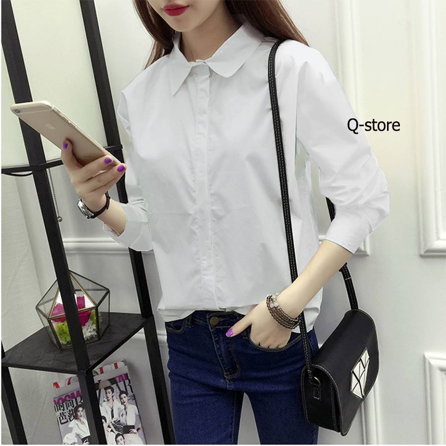 Áo sơ mi nữ dài tay, phối tay