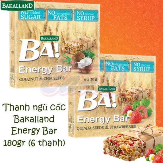 (2 vị) Thanh ngũ cốc Bakalland Energy Bar hộp 180gr (6 thanh)