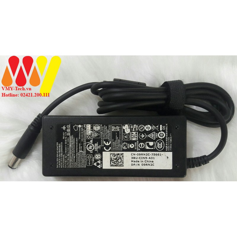 Sạc Laptop Dell 19.5V 3.34A Chân Kim to - thường - Adapter Tặng kèm dây nguồn - NEW 65W