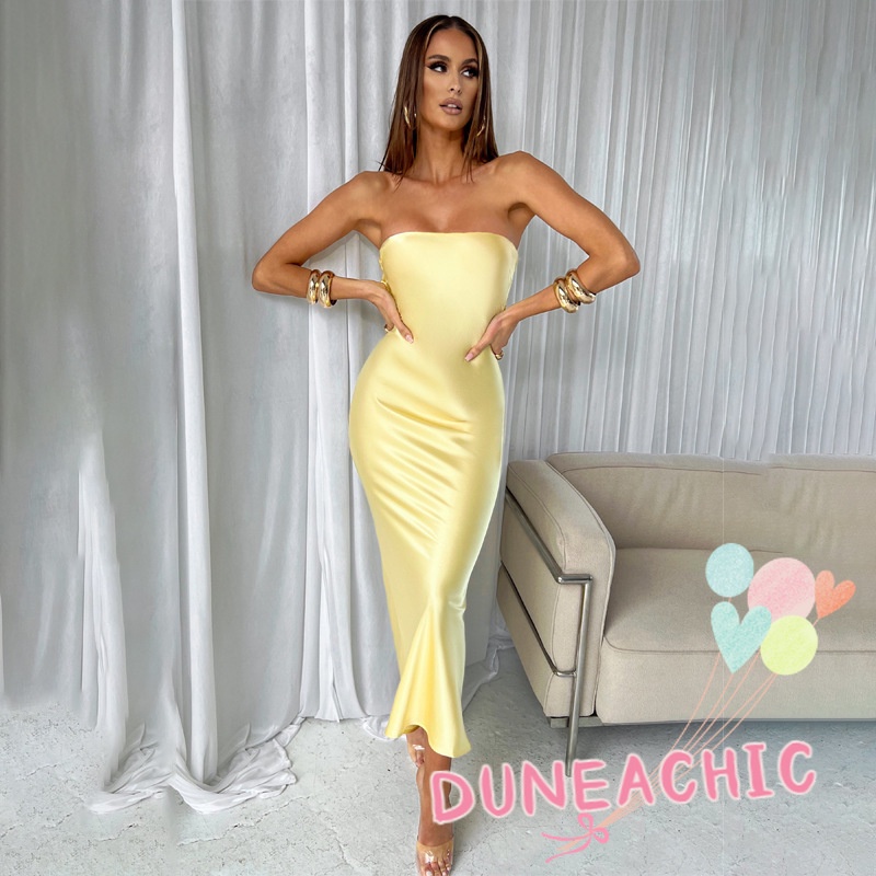 DUNEA Đầm trễ vai hở lưng phong cách quyến rũ cho nữ
