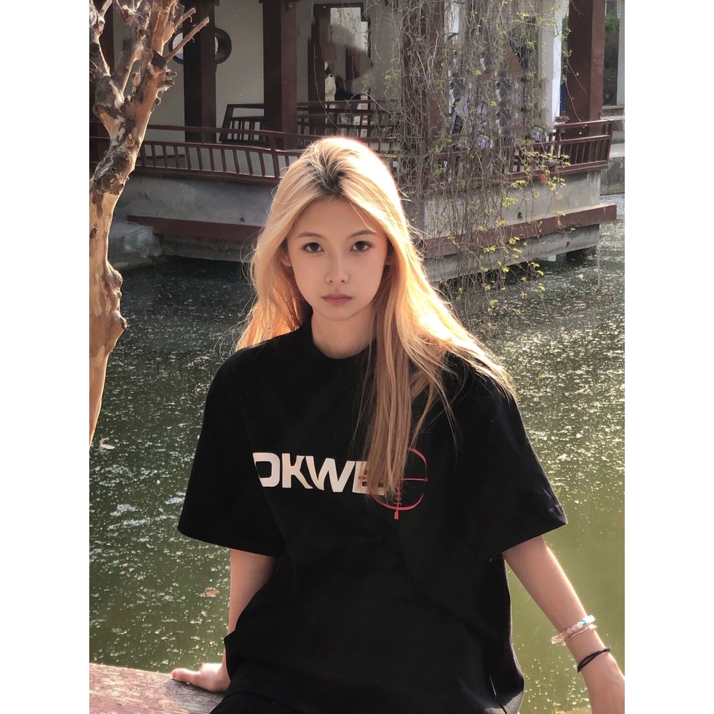 Áo thun XIAOZHAINV tay ngắn cổ tròn 2 màu sắc tùy chọn in chữ cái phong cách hip hop cổ điển năng động