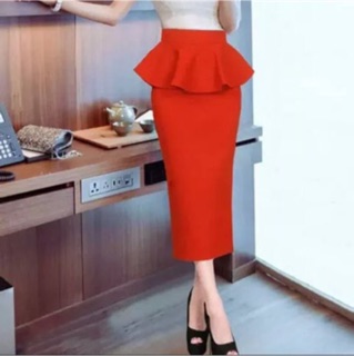 [ẢNH _THẬT] Chân váy bút chì dài - tà cá phần eo che bụng