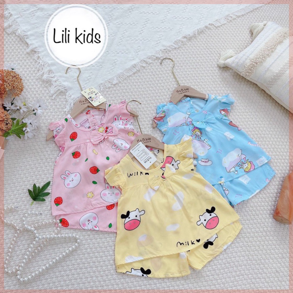 Sét Váy Áo 2 Dây, Bộ 2 Dây Vải Lanh Lụa Mềm, Áo Cánh Tiên Quần Bèo Xinh Xắn Điệu Đà Cho Bé Gái Từ 10-22kg - Lili.kids
