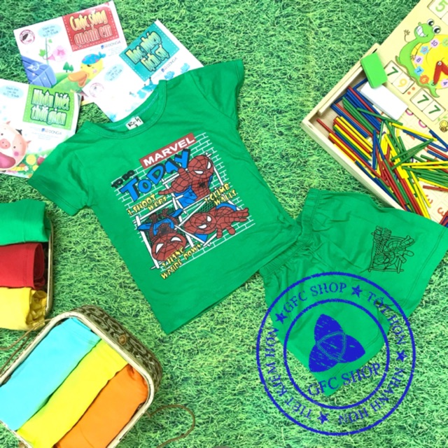 Bộ cotton 4c ngắn tay người nhện 10-23 kg(ib chọn màu)