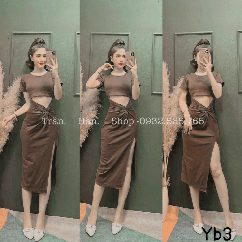 (FREE SHIP) ĐẦM BODY KHOE EO XẺ ĐÙI TÔN DÁNG CỰC HOT PU