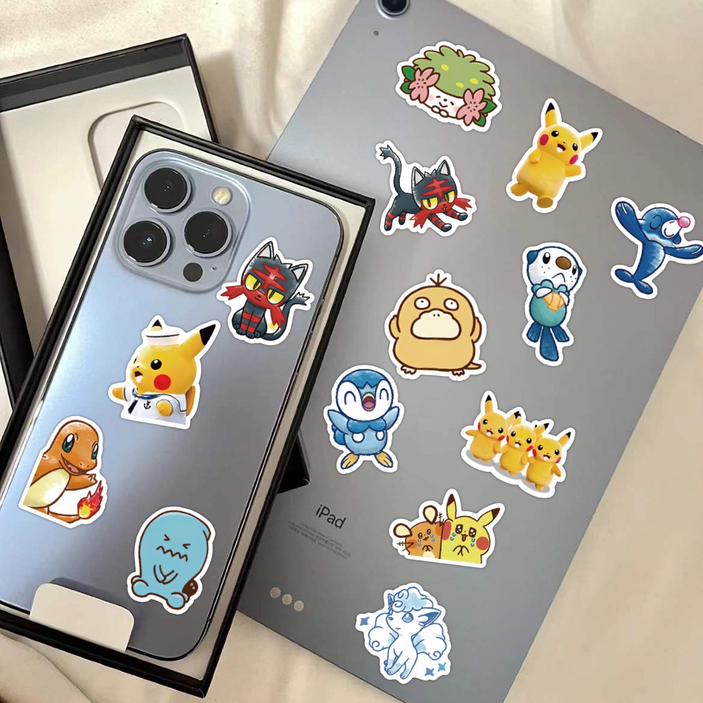 Bộ Sticker hình dán ốp điện thoại cute Pikachu Poke chống nước, dán trang trí laptop, mũ bảo hiểm, vali - Pikapi Pika