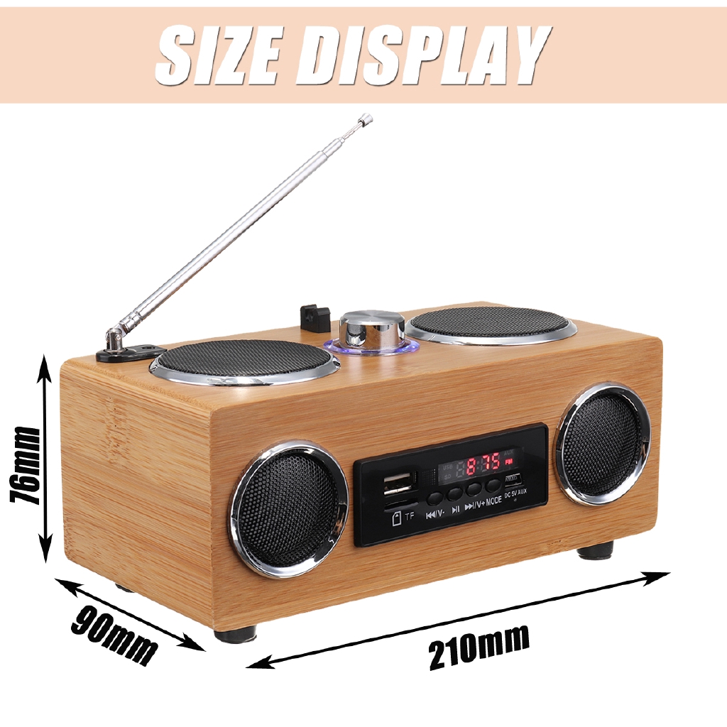 Retro Vintage Đài phát thanh Super Bass FM Radio tre Multimedia Speaker Receiver cổ điển USB Với Máy nghe nhạc mp3 Điều khiển từ xa