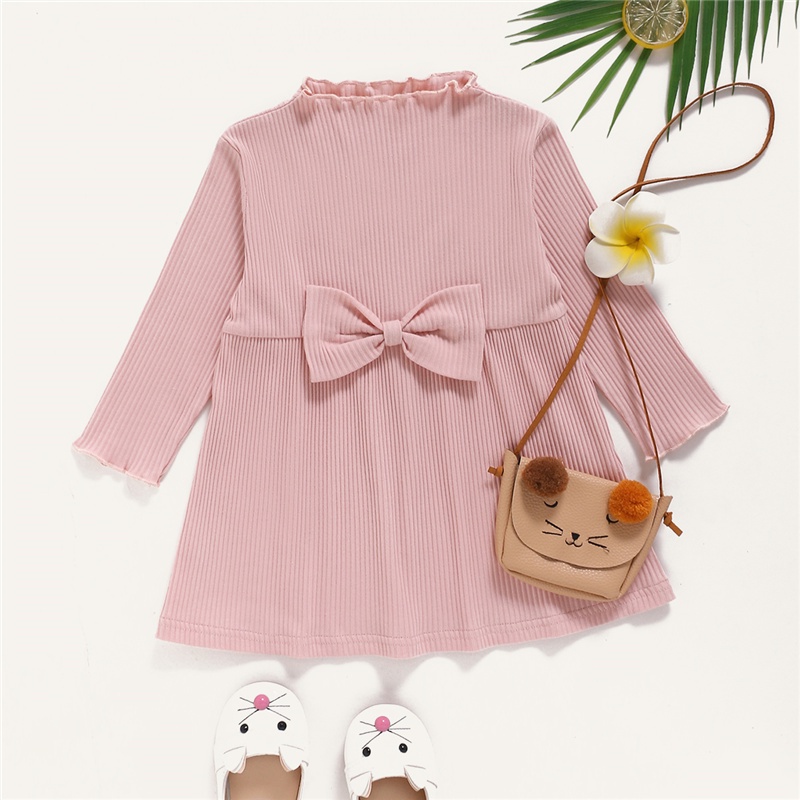 Đầm dự tiệc Mikrdoo vải cotton màu hồng dài tay thời trang cho bé gái sơ sinh