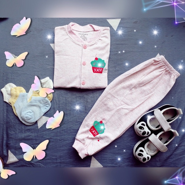 Bộ Dài Tay Kẻ NouBaby hình ngộ nghĩnh cực thích( cúc giữa) Qate180