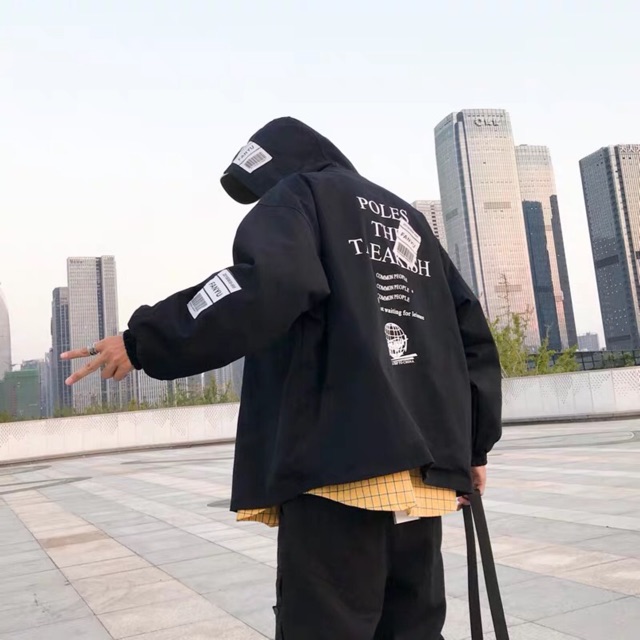 Áo khoác kaki hộp POLES nam nữ cực ngầu