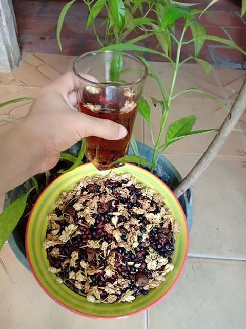 1KG TRÀ GẠO LỨT ĐẬU ĐEN HOA NHÀI, LÁ SEN RANG SẴN
