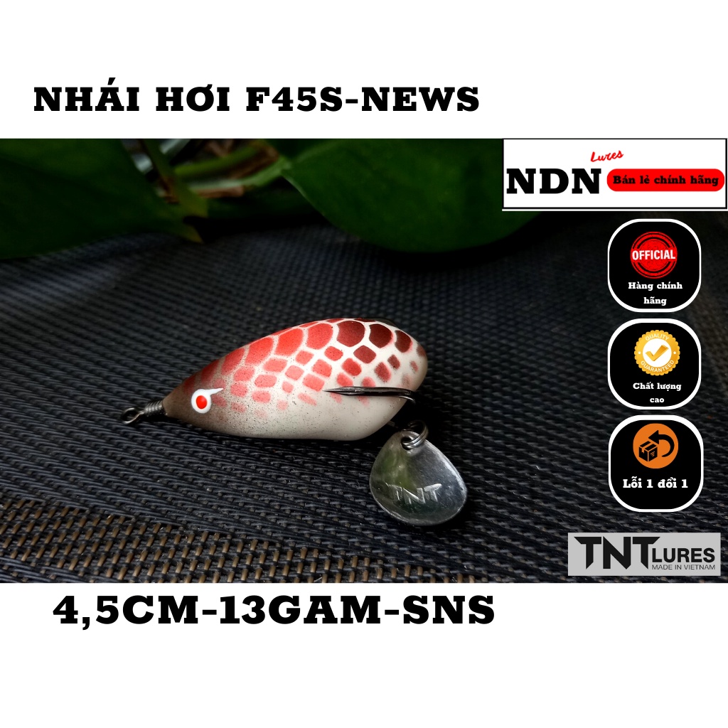 Mồi lure NHÁI HƠI F45S TNT Lure, mồi giả câu cá lóc 4.5cm-13gam-action chìm NEWS