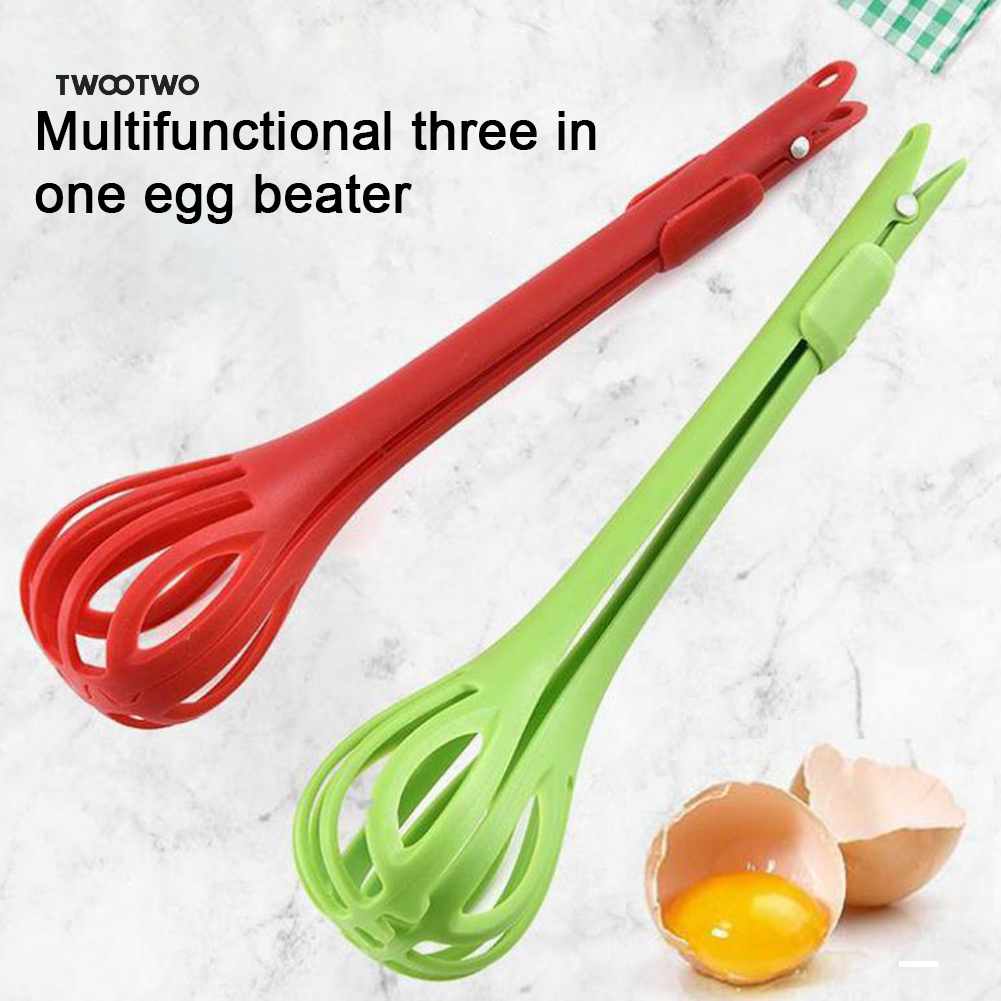 TT_ 3 in 1 Heat Resistant Spaghetti Noodles Clip Eggbeater Salad Blender Food Tong