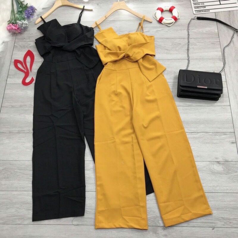 jumpsuit hai dây ống rộng