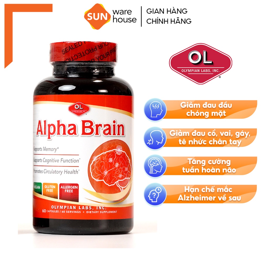 Viên Uống Bổ Não Olympian Labs Alpha Brain Tăng Cường Chức Năng Bộ Não