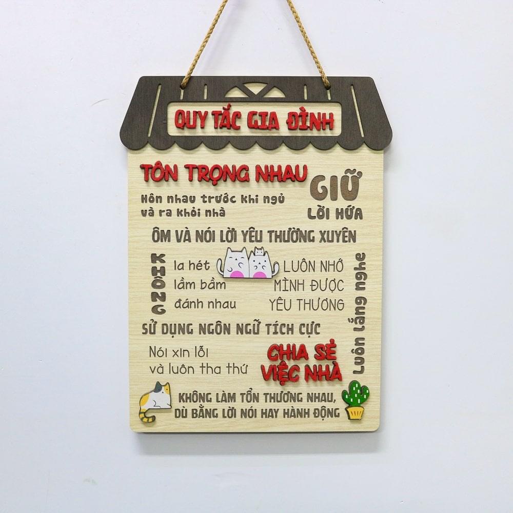 Bảng gỗ Quy Tắc Gia đình trang trí