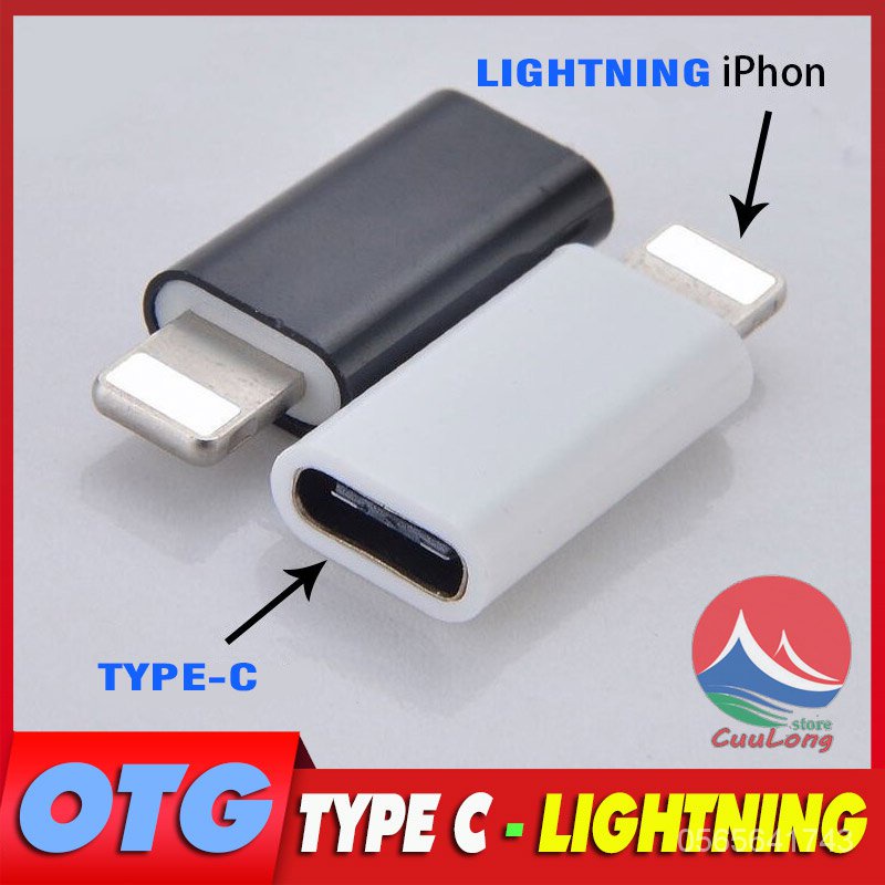 OTG Chuyển Đổi Đầu Đực Lightning iPhone Sang Type C Đầu Cái, Adapter OTG Type C To Lightning, cáp usb otg type C Lightni