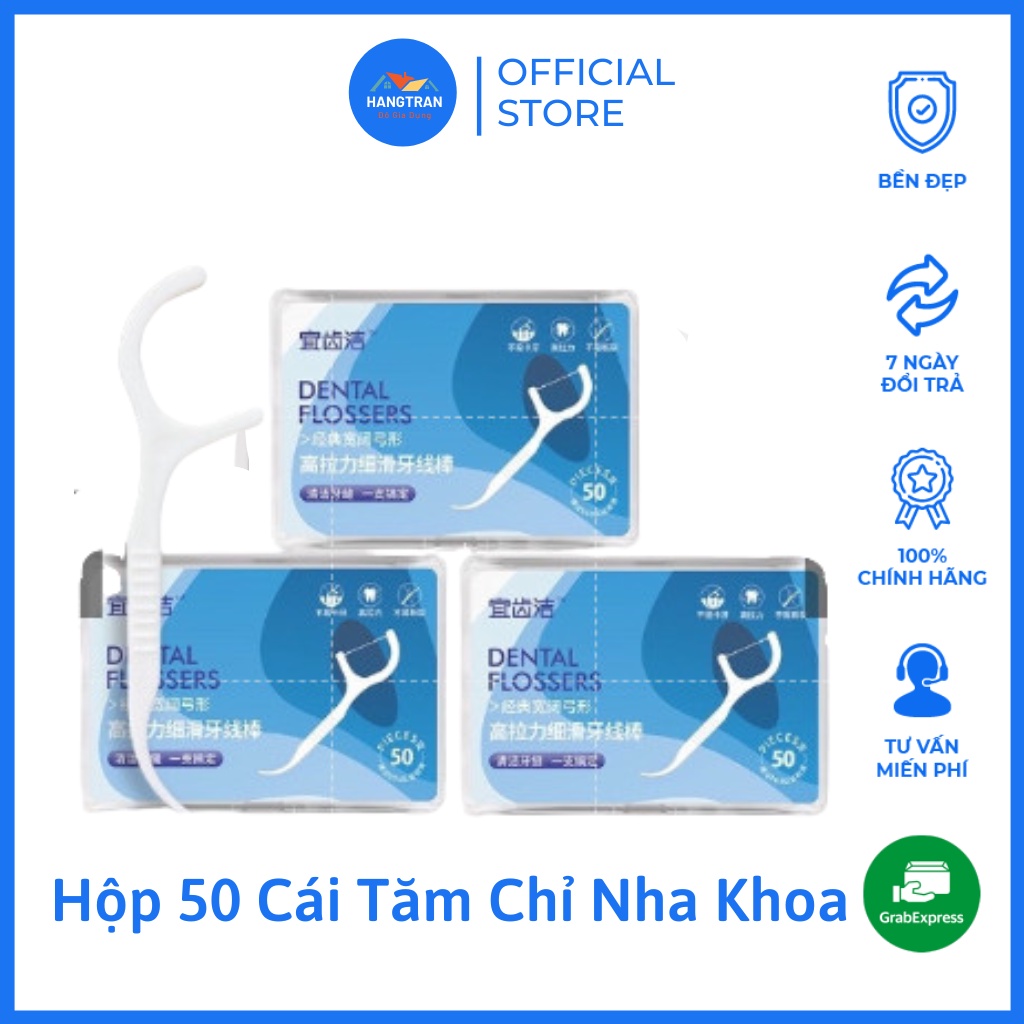 Hộp 50 Cái Tăm Chỉ Nha Khoa Kẽ Răng Chăm Sóc Răng Miệng Chuyên Nghiệp Tiện Dụng-Sỉ Trần Hằng