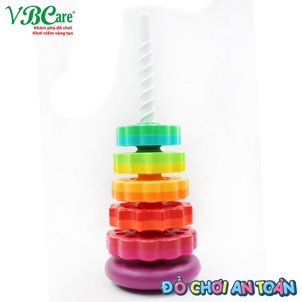 Đồ chơi xếp tháp VBCare trục thẳng xoắn ốc, 6 màu khác nhau cho bé