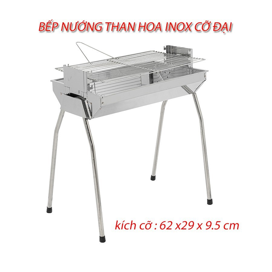 Bếp nướng ngoài trời , Chiều cao vỉ thay đổi theo nhu cầu nướng với 3 nấc độ cao - INOX toàn phần 100%