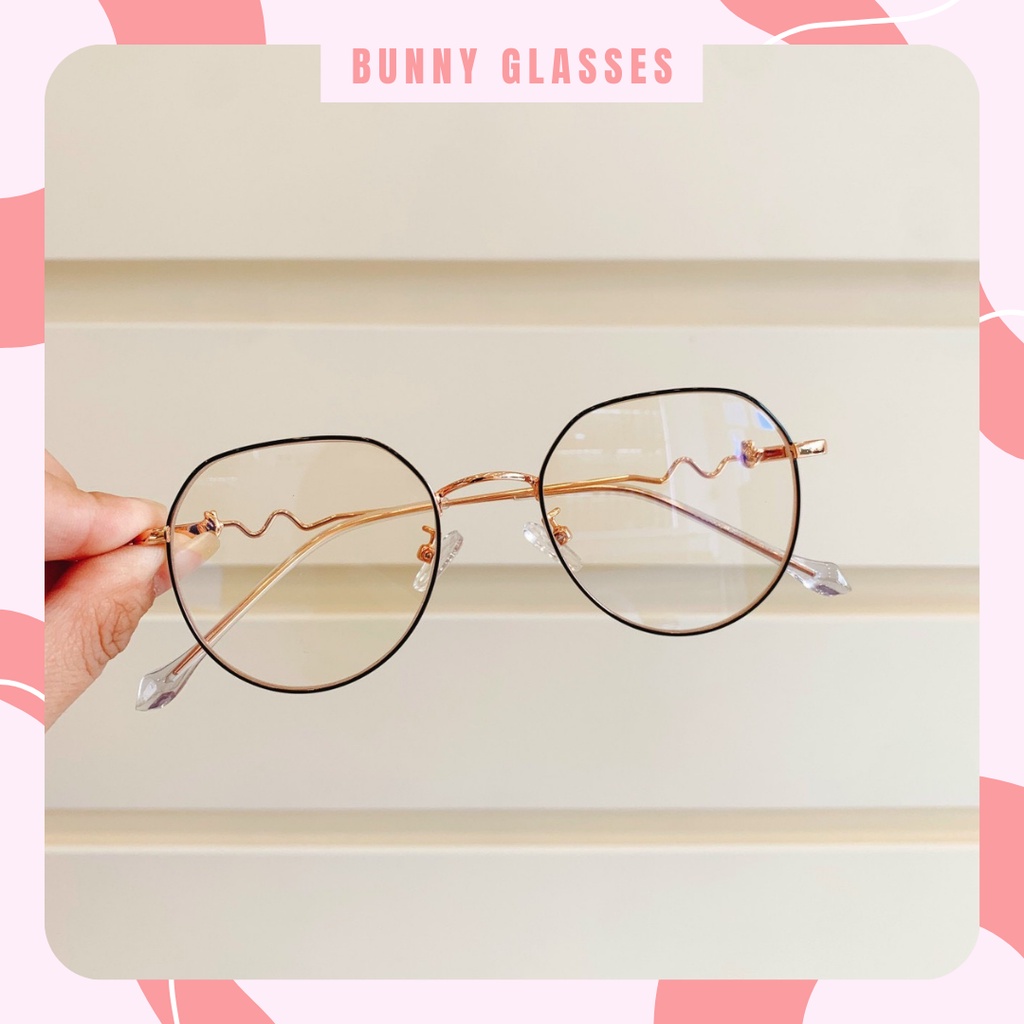 Gọng kính mắt nam nữ Bunny mắt kính kim loại tròn đeo đi đường chống bụi hoặc thay mắt cận Kl 2289