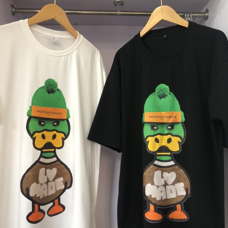 Áo thun tay lỡ Vịt xanh LV siêu hot form Nam Nữ Unisex(mẫu in giả thêu)dáng oversize chất thun cotton mát mịn SiêuRẻ