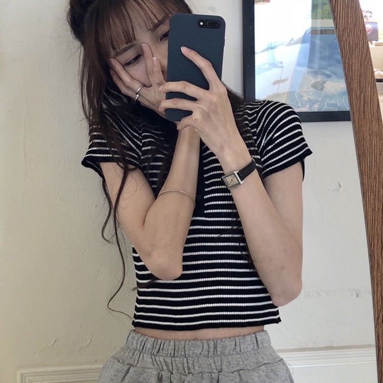 Áo croptop montagut co dãn Ulzzang Hàn Quốc order [Yannie]