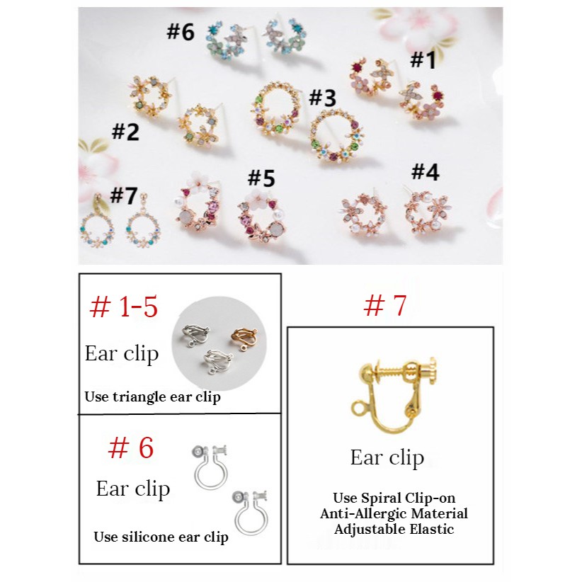 Khuyên Tai Vòng Hoa Đính Hạt Giả Ngọc Trai A78