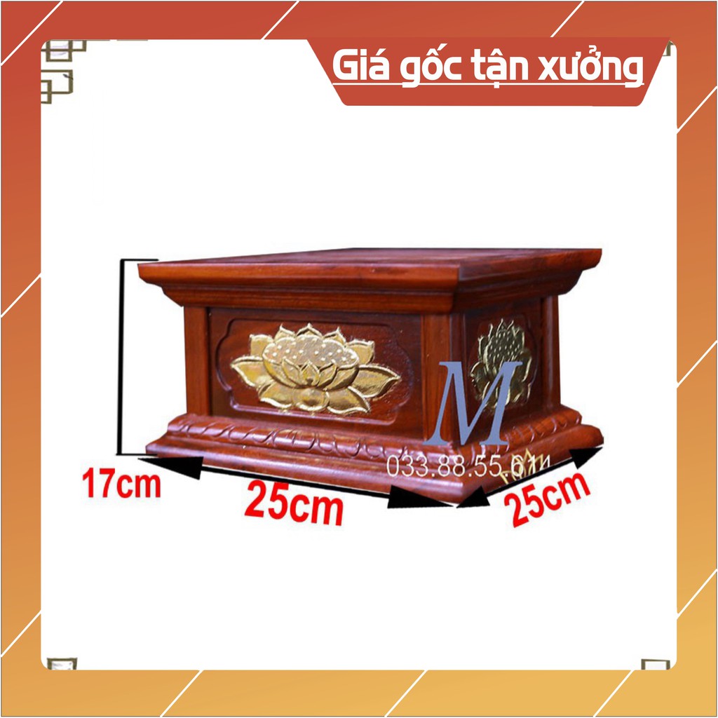 !!! HÀNG THỦ CÔNG !!! Đế sen vàng gỗ hương cao 17cm cỡ mặt vuông 25cm