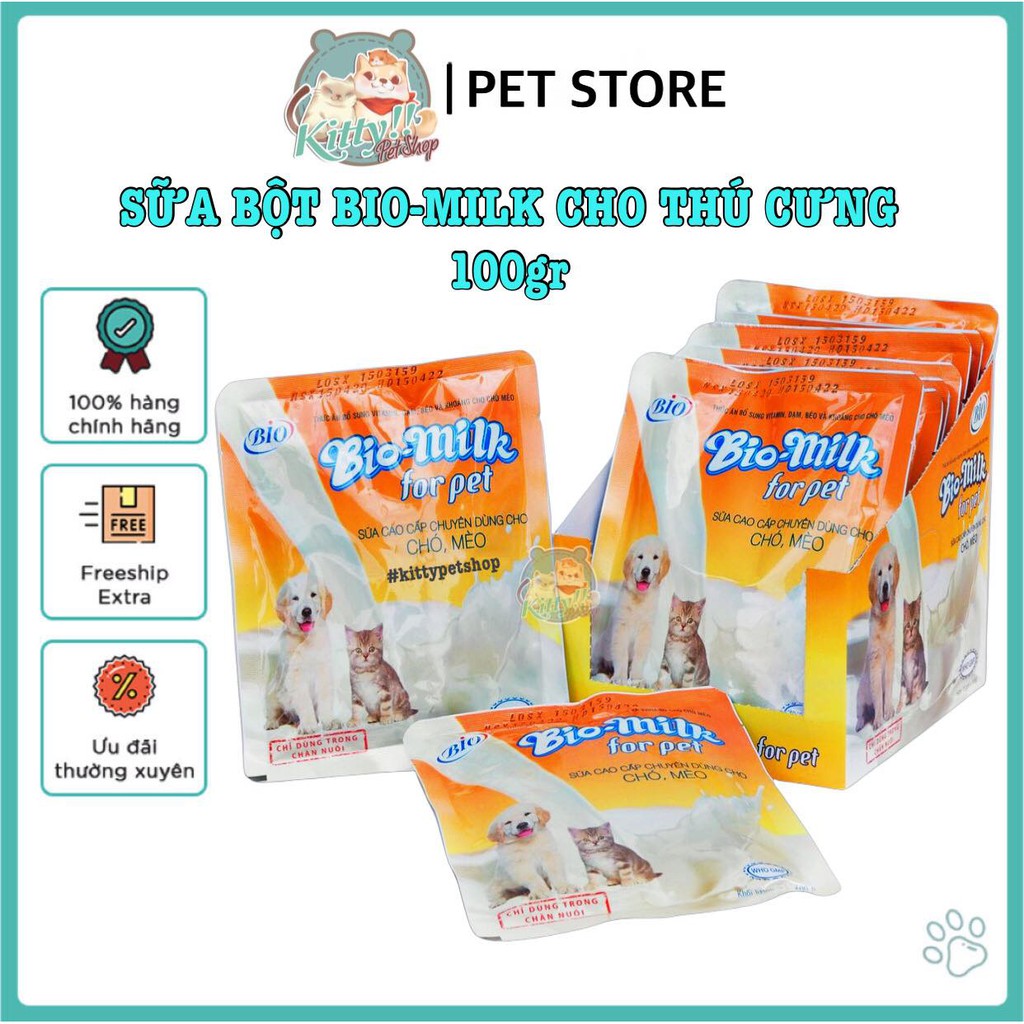 Sữa bột dinh dưỡng Bio Milk For Pet dành cho thú cưng: chó,mèo, sóc, hamster... - Kitty Pet Shop BMT