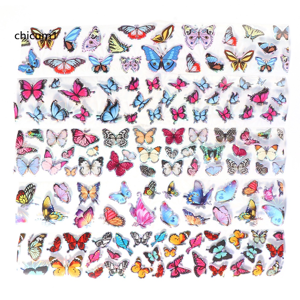 Set 20 Miếng Dán Móng Tay Hình Bướm &amp; Bầu Trời Sao