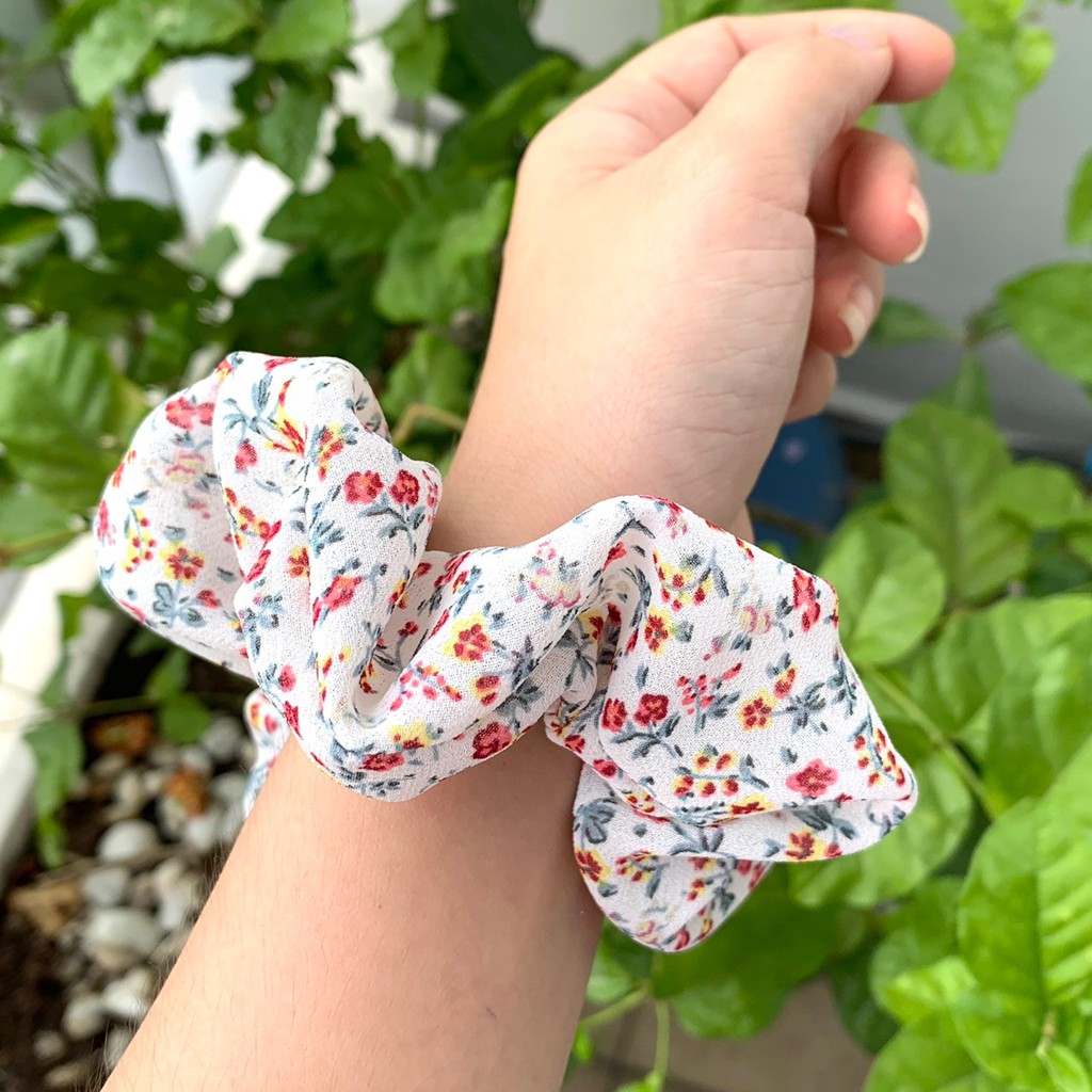 Cột tóc vải Scrunchies hoa văn cao cấp