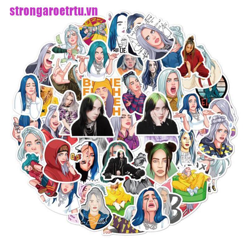 Bộ 50 Sticker Hình Ca Sĩ Billie Eilish Trang Trí Laptop