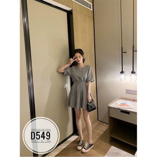 Bigsize Đầm caro nơ lưng D549
