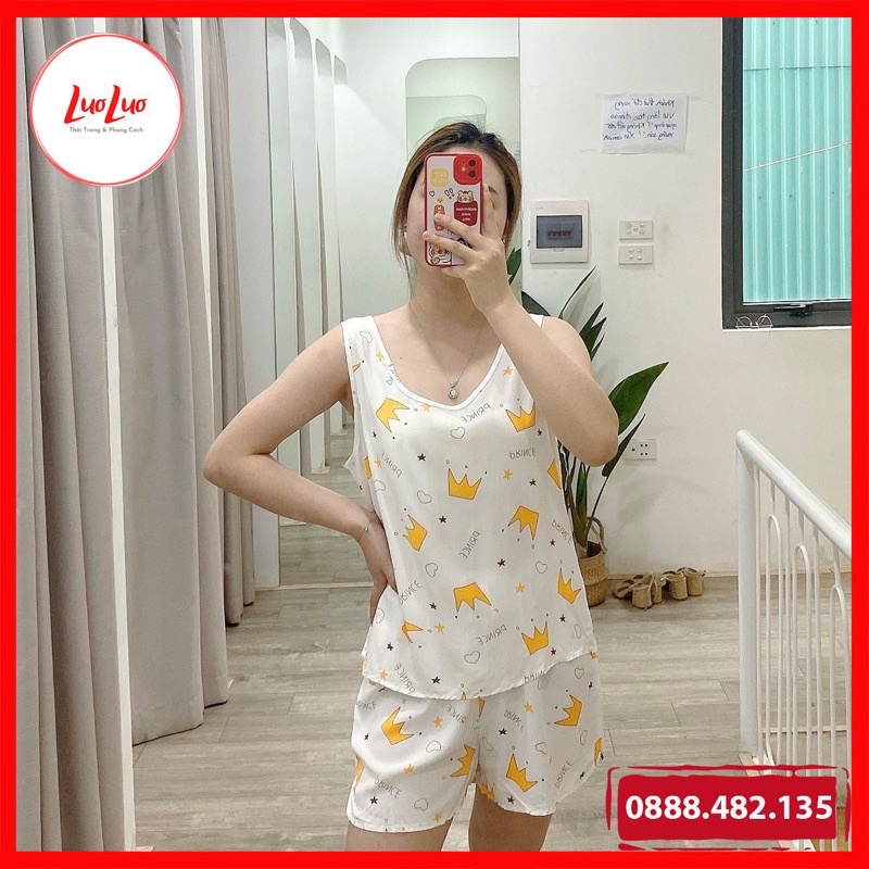 Bộ ngủ nữ ba lỗ cute nhiều màu sắc, chất liệu Lanh nhẹ, thoáng mát, mặc thoải mái khi ngủ phù hợp với thời tiết mùa hè