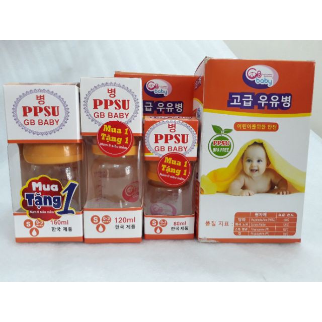 BÌNH SỮA PPSU GB BABY CỔ HẸP 80ml/120ml/270ml