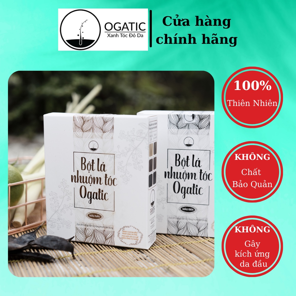 Thuốc nhuộm tóc màu đen Ogatic, nhuộm phủ bạc từ thiên nhiên, thuốc nhuộm tóc thảo dược an toàn không hóa chất