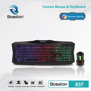 [TẶNG KÈM LÓT CHUỘT ] Combo bàn phím + chuột Bosston 837 Led