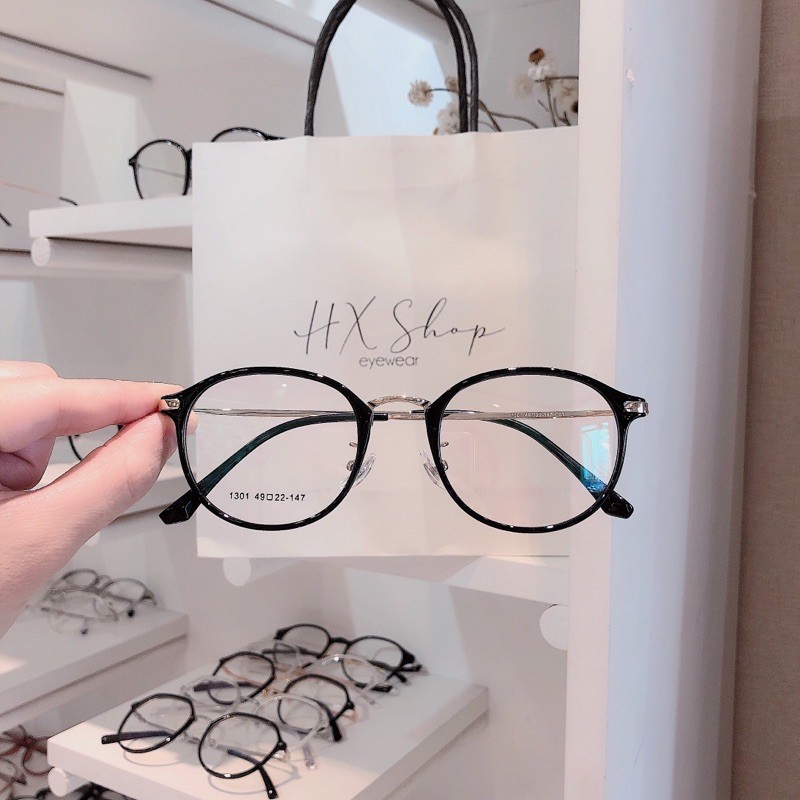 Gọng kính siêu dẽo BBR, phối kim loại form bầu nhỏ vừa mặt (1301)