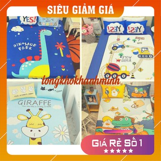 Drap giường cotton , ga trải giường cotton 3D họa tiết ngộ nghĩnh cho bé tặng kèm 2 vỏ gối