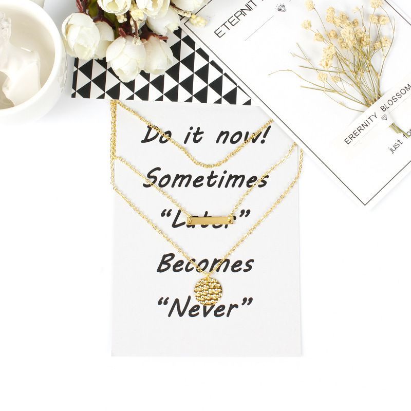 Vòng cổ nhiều lớp bằng kim loại phong cách Âu Mỹ thời trang 211014